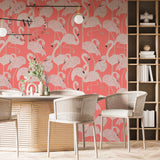 Papel Mural, Papel Pintado, Empavonados, Vinilico Autoadhesivo para muros de la marca The Wall, diseño de tendencia Coral Flamingo