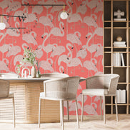 Papel Mural, Papel Pintado, Empavonados, Vinilico Autoadhesivo para muros de la marca The Wall, diseño de tendencia Coral Flamingo