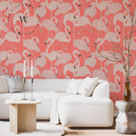 Papel Mural, Papel Pintado, Empavonados, Vinilico Autoadhesivo para muros de la marca The Wall, diseño de tendencia Coral Flamingo