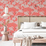 Papel Mural, Papel Pintado, Empavonados, Vinilico Autoadhesivo para muros de la marca The Wall, diseño de tendencia Coral Flamingo