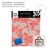 Papel Mural, Papel Pintado, Empavonados, Vinilico Autoadhesivo para muros de la marca The Wall, diseño de tendencia Coral Flamingo