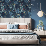 Papel Mural, Papel Pintado, Wallpaper, Mural, Empavonados, Vinilico Autoadhesivo para muros de la marca The Wall, diseño de tendencia Dark Botanic