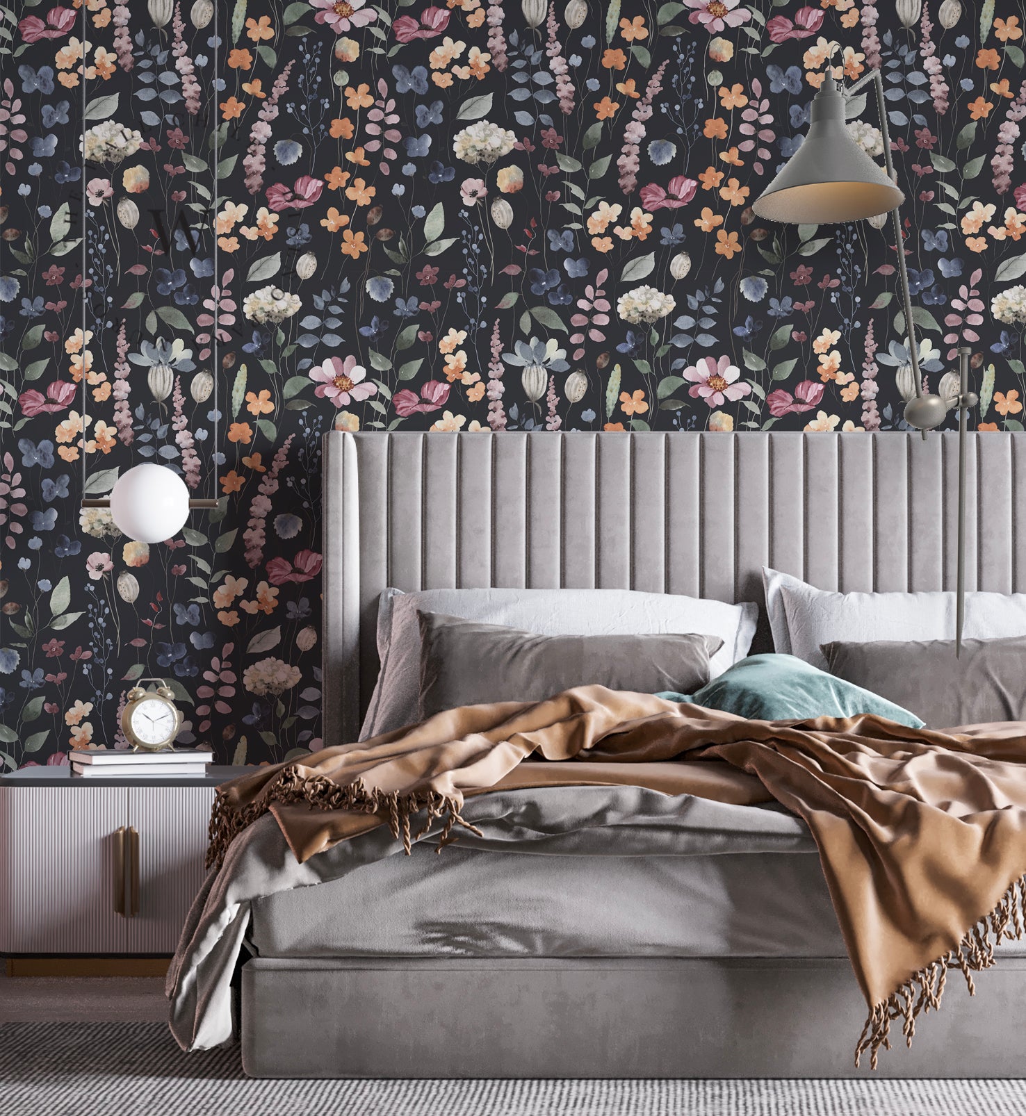 Papel Mural y Vinilico Autoadhesivo para muros de la marca The Wall, diseño de tendencia Dark Flowers