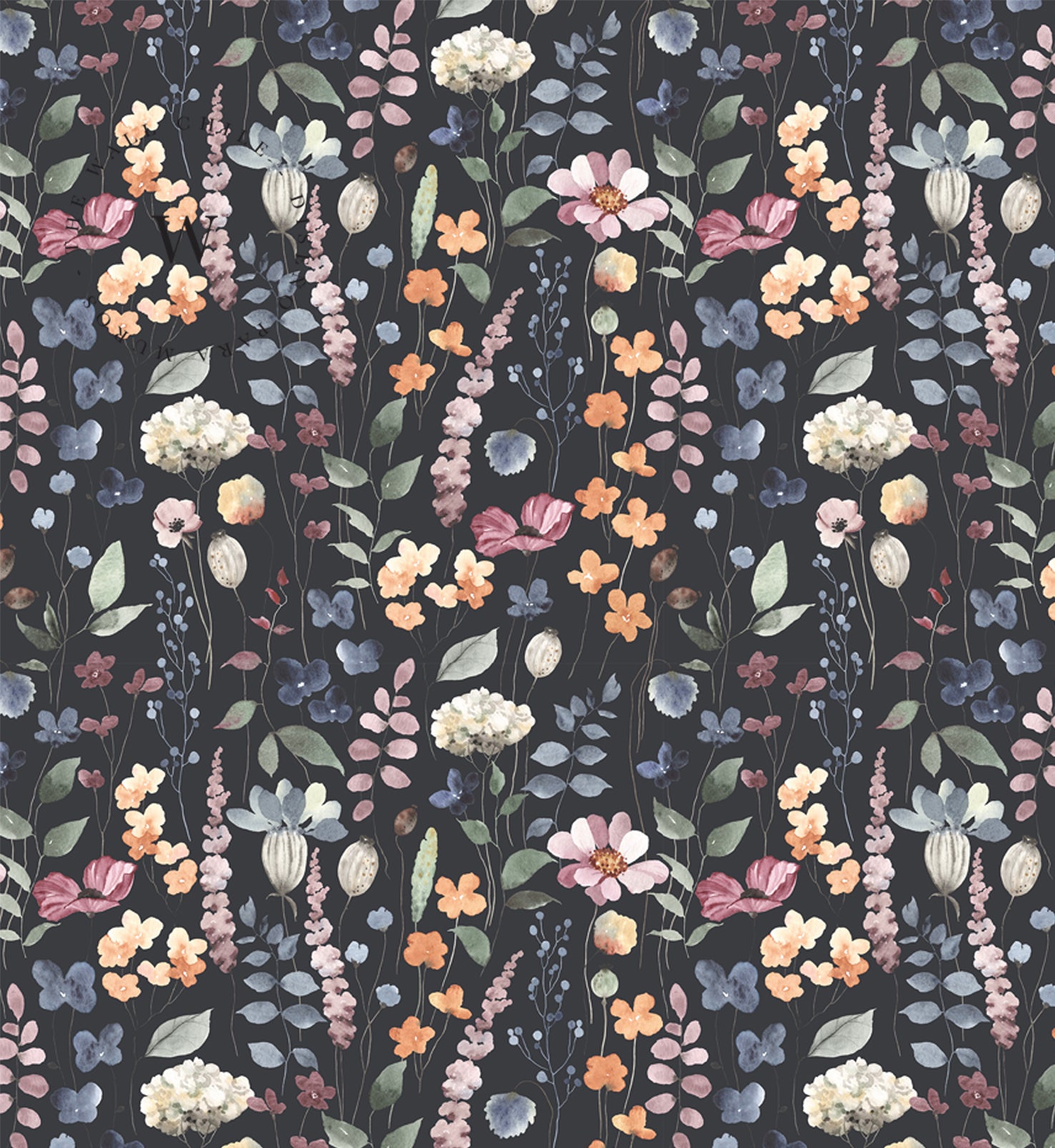 Papel Mural y Vinilico Autoadhesivo para muros de la marca The Wall, diseño de tendencia Dark Flowers