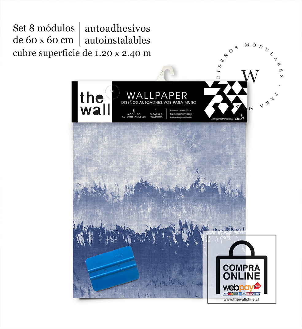 Papel Mural The Wall diseño Dip Blue The Wall ofrece decoración para muros con los siguientes productos: papeles murales y papeles vinílicos autoadhesivos frases plateadas, sticker de muros con diseños de tendencia disponibles en dos sustratos y en dos formatos.