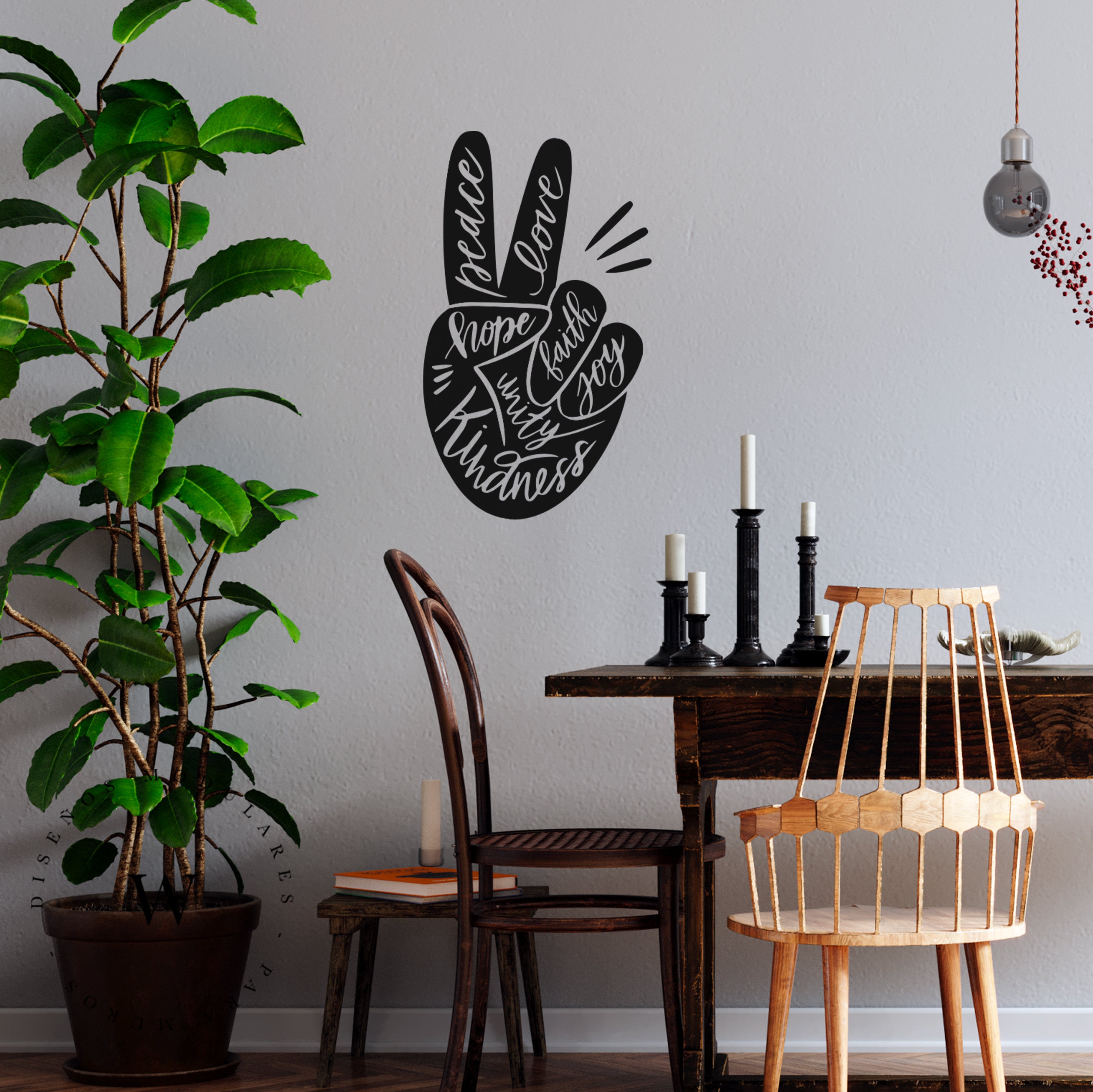 The Wall, sticker para muros, trasforma tu espacio por ti mismo, de manera fácil y rápida. Diseño Peace