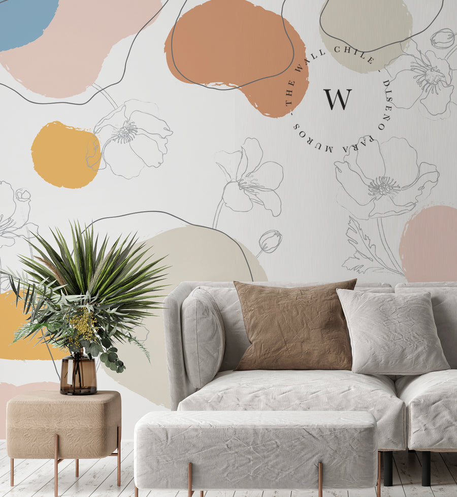 Papel Mural y Vinilico Autoadhesivo para muros de la marca The Wall, diseño de tendencia Free Flowers