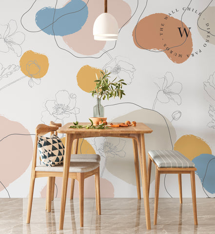 Papel Mural y Vinilico Autoadhesivo para muros de la marca The Wall, diseño de tendencia Free Flowers