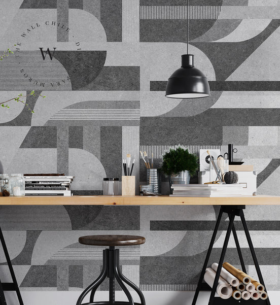 Papel Mural, Papel Pintado, Wallpaper, Mural, Empavonados, Vinilico Autoadhesivo para muros de la marca The Wall, diseño de tendencia Geometric Concrete