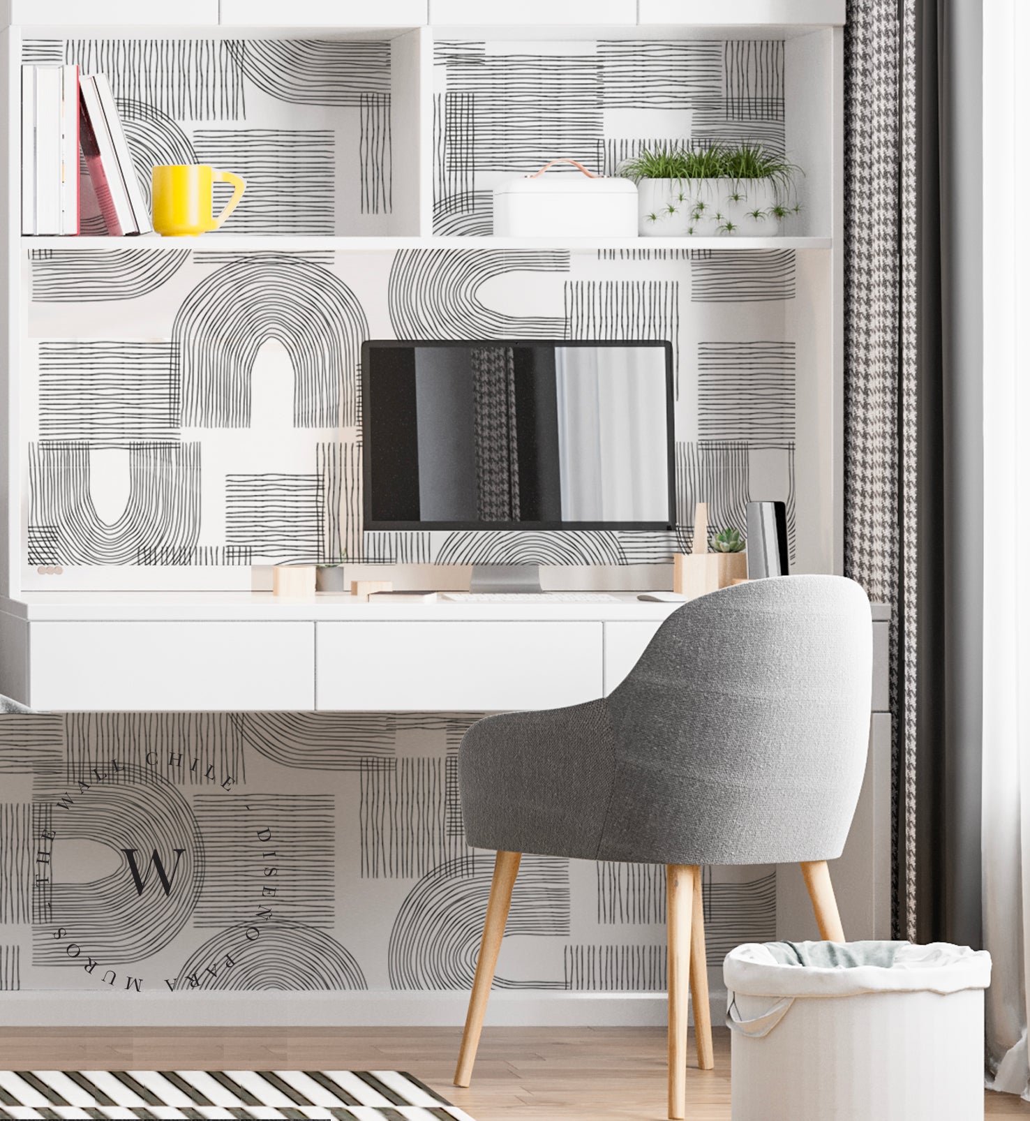 Papel Mural, Papel Pintado, Empavonados, Vinilico Autoadhesivo para muros de la marca The Wall, diseño de tendencia Geometric Lines