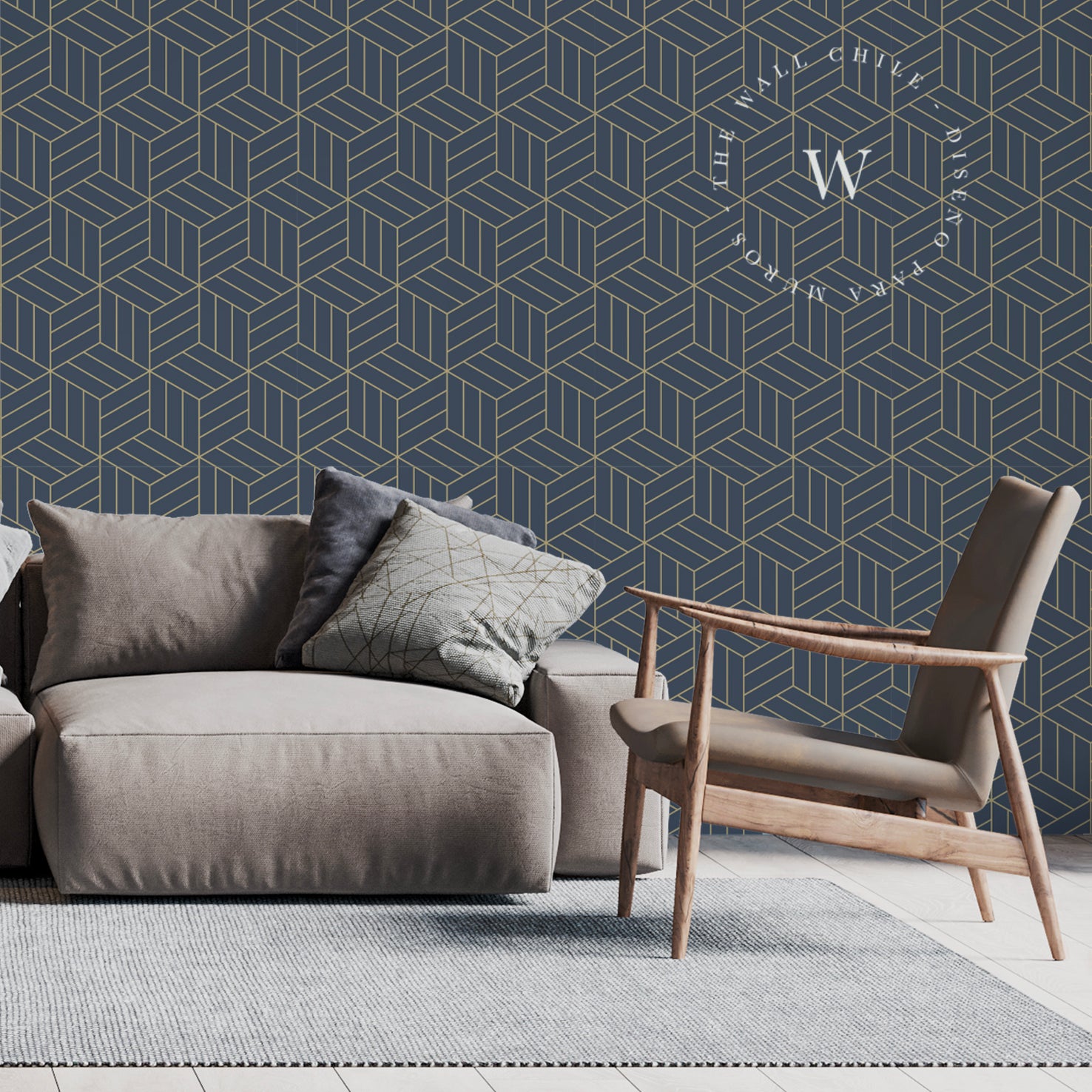 Papel Mural, Papel Pintado, Wallpaper, Mural, Empavonados, Vinilico Autoadhesivo para muros de la marca The Wall, diseño de tendencia Gold Cube