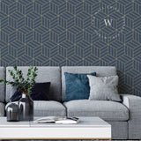 Papel Mural, Papel Pintado, Wallpaper, Mural, Empavonados, Vinilico Autoadhesivo para muros de la marca The Wall, diseño de tendencia Gold Cube