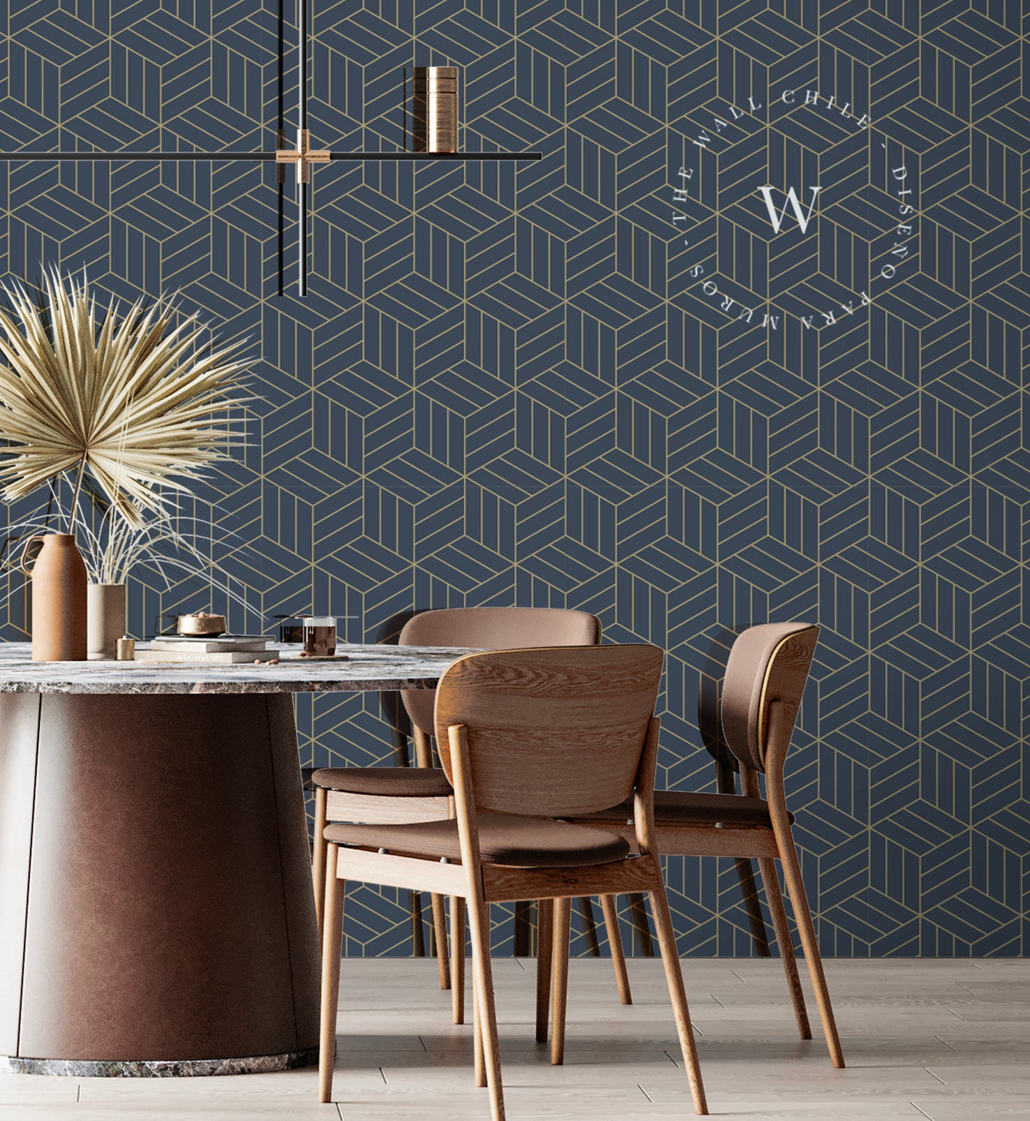 Papel Mural, Papel Pintado, Wallpaper, Mural, Empavonados, Vinilico Autoadhesivo para muros de la marca The Wall, diseño de tendencia Gold Cube