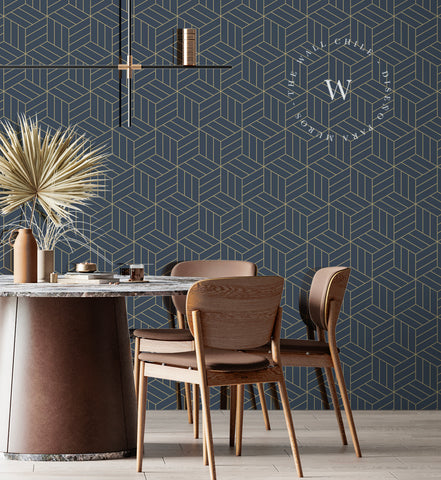 Papel Mural, Papel Pintado, Wallpaper, Mural, Empavonados, Vinilico Autoadhesivo para muros de la marca The Wall, diseño de tendencia Gold Cube