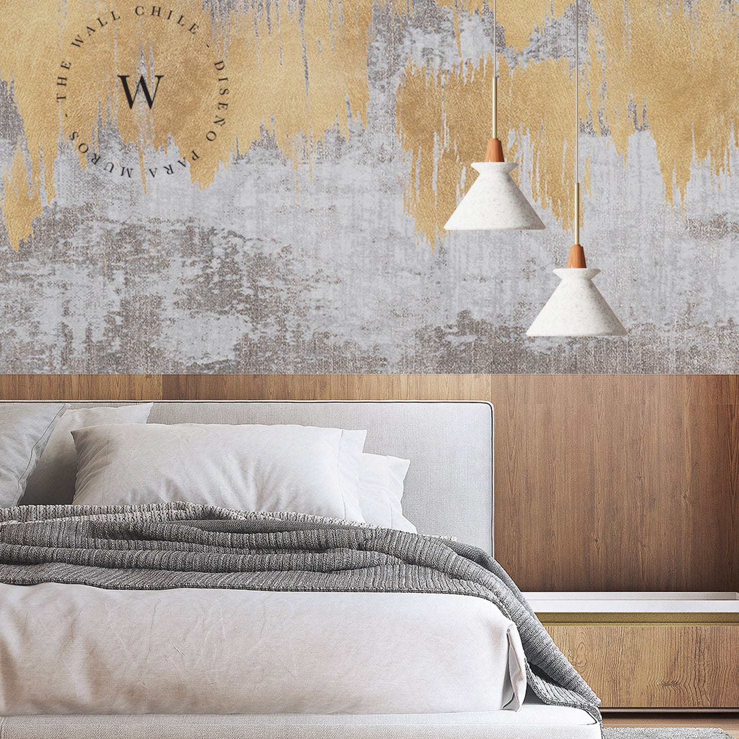 Papel Mural, Papel Pintado, Wallpaper, Mural, Empavonados, Vinilico Autoadhesivo para muros de la marca The Wall, diseño de tendencia Gold Paint