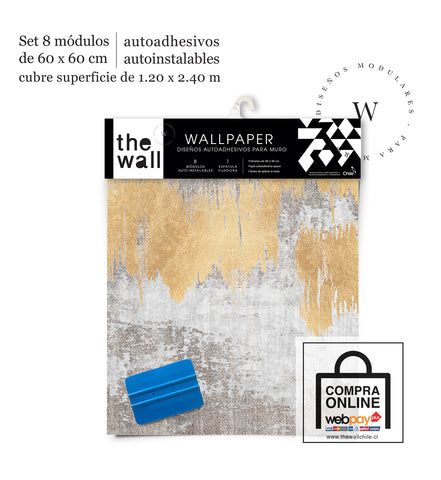 Papel Mural, Papel Pintado, Wallpaper, Mural, Empavonados, Vinilico Autoadhesivo para muros de la marca The Wall, diseño de tendencia Gold Paint