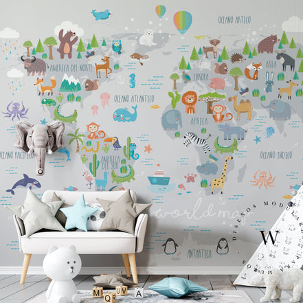 Grey Animals Map