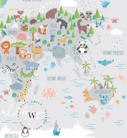 Grey Animals Map