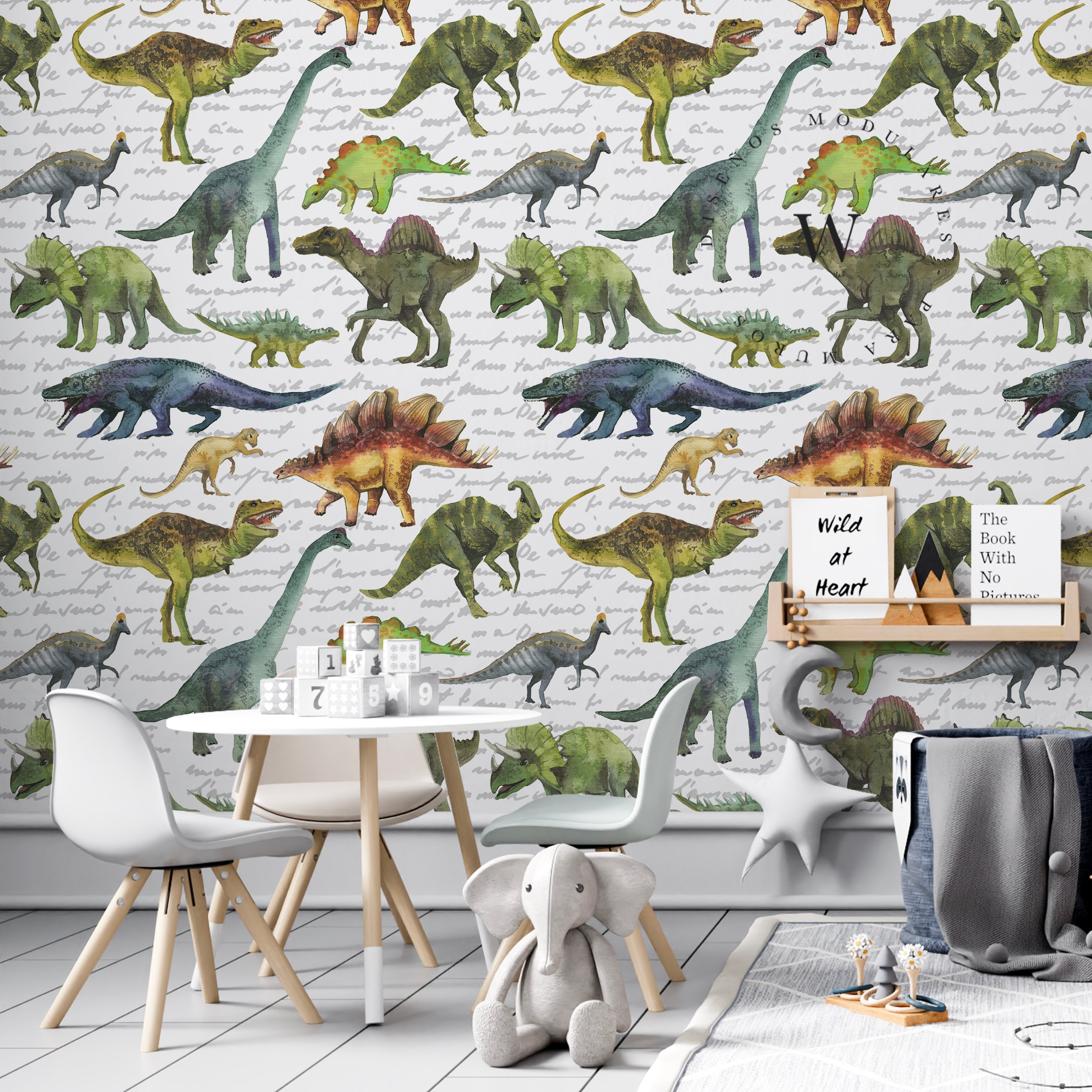 Papel Mural y Vinilico Autoadhesivo para muros de la marca The Wall, diseño de tendencia Jurassic