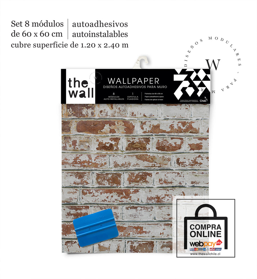 Papel Mural y Vinilico Autoadhesivo para muros de la marca The Wall, diseño de tendencia Ladrillo Vintage