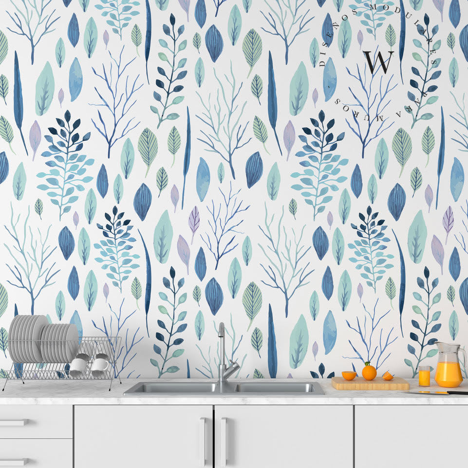 Papel Mural, Papel Pintado, Empavonados, Vinilico Autoadhesivo para muros de la marca The Wall, diseño de tendencia Leaves