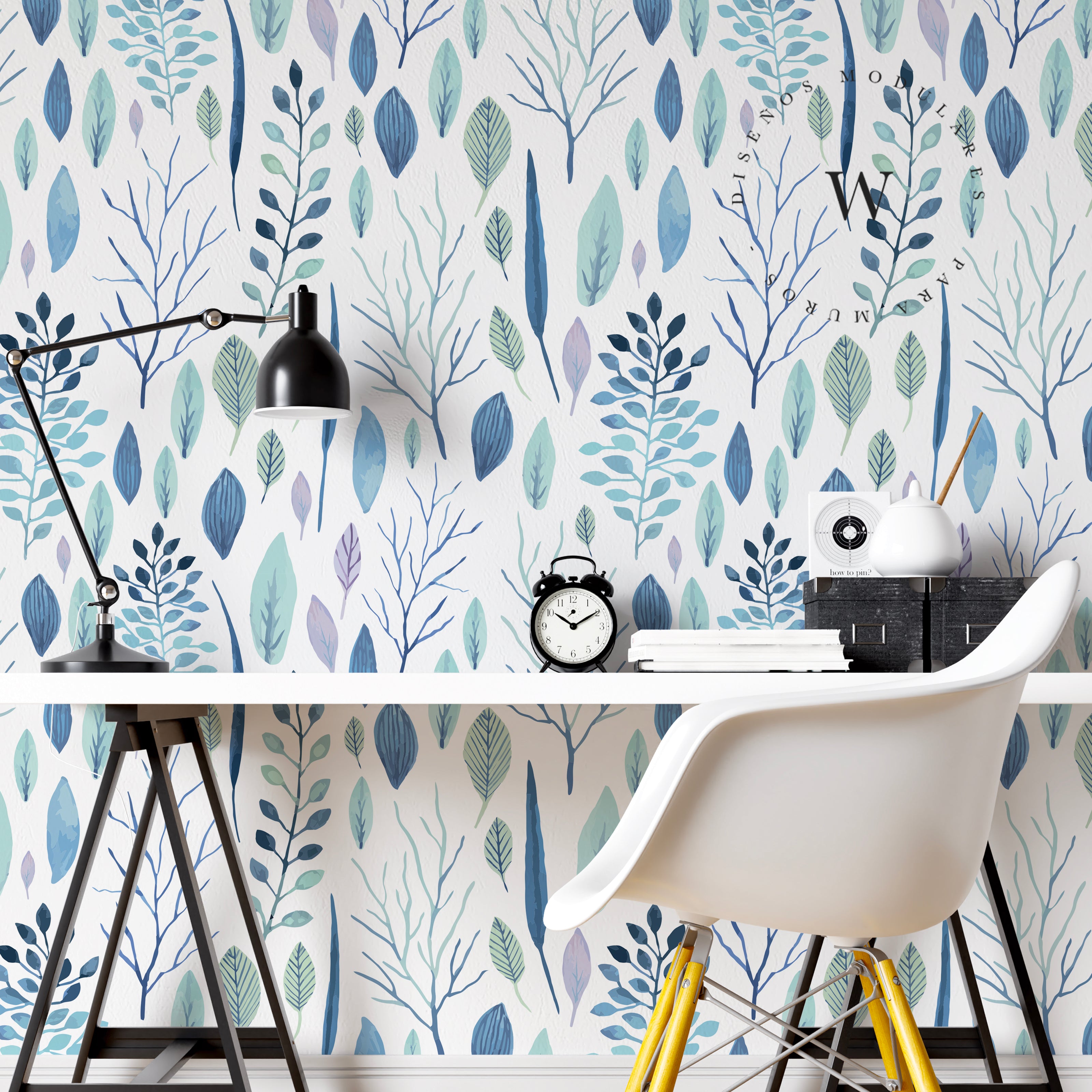 Papel Mural, Papel Pintado, Empavonados, Vinilico Autoadhesivo para muros de la marca The Wall, diseño de tendencia Leaves