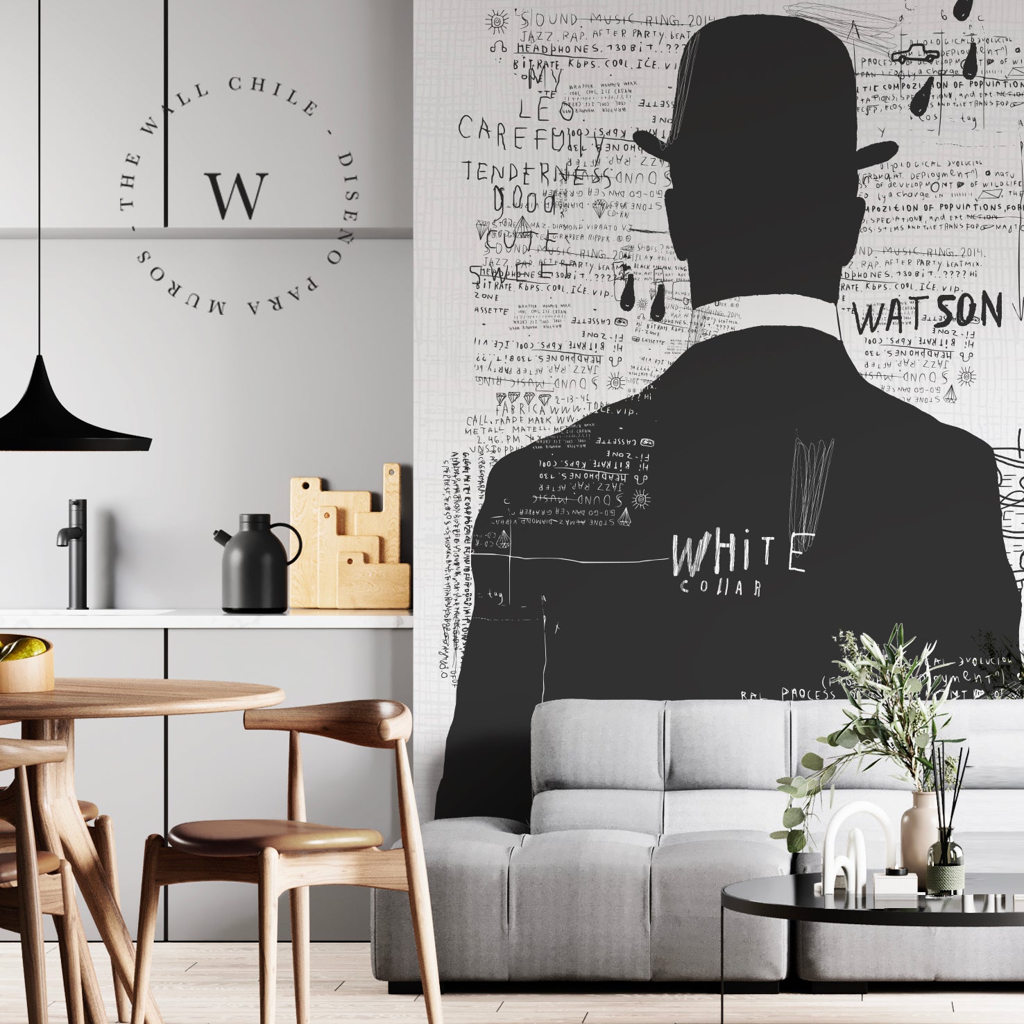 Papel Mural y Vinilico Autoadhesivo para muros de la marca The Wall, diseño de tendencia Magrite