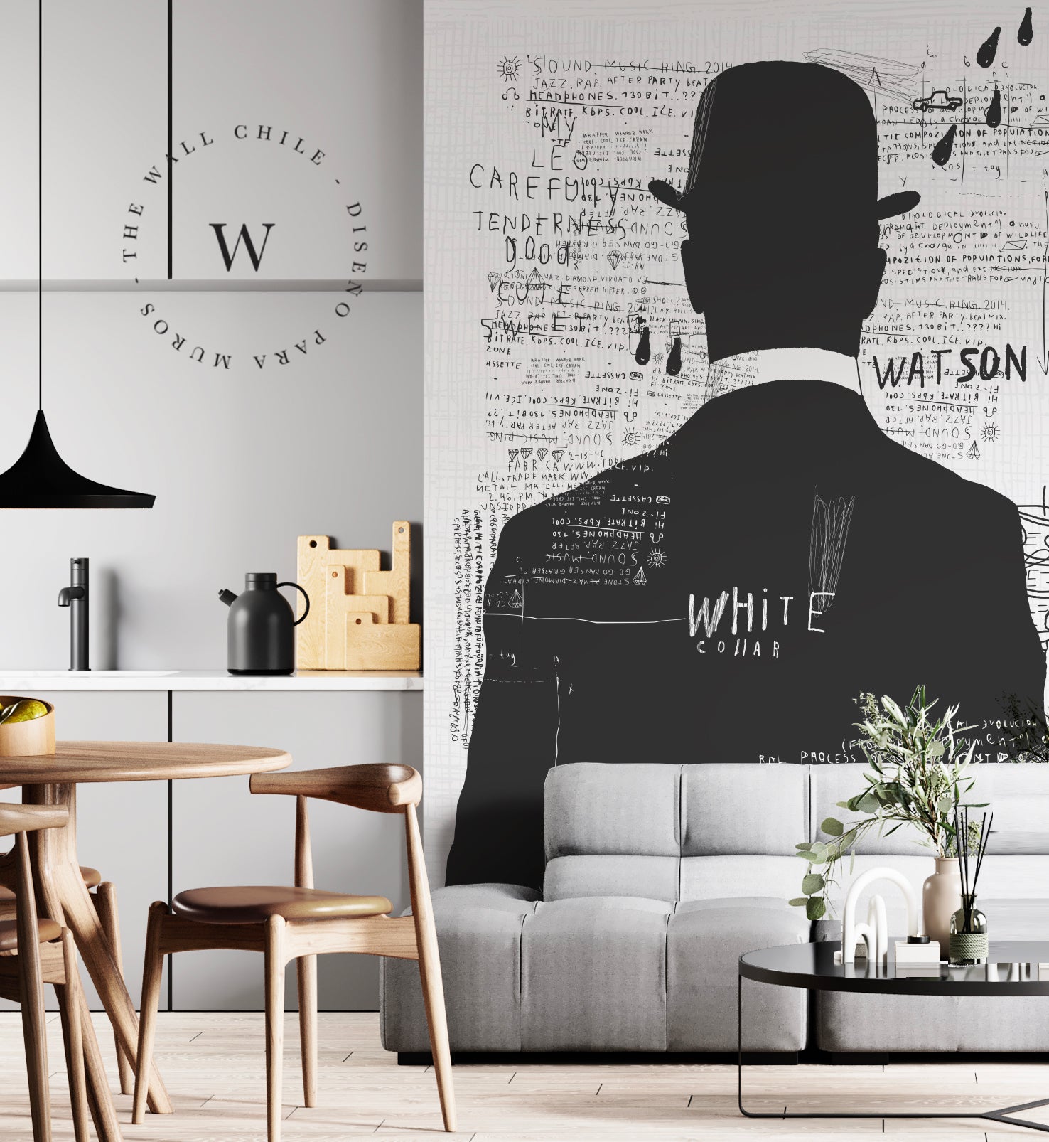 Papel Mural y Vinilico Autoadhesivo para muros de la marca The Wall, diseño de tendencia Magrite