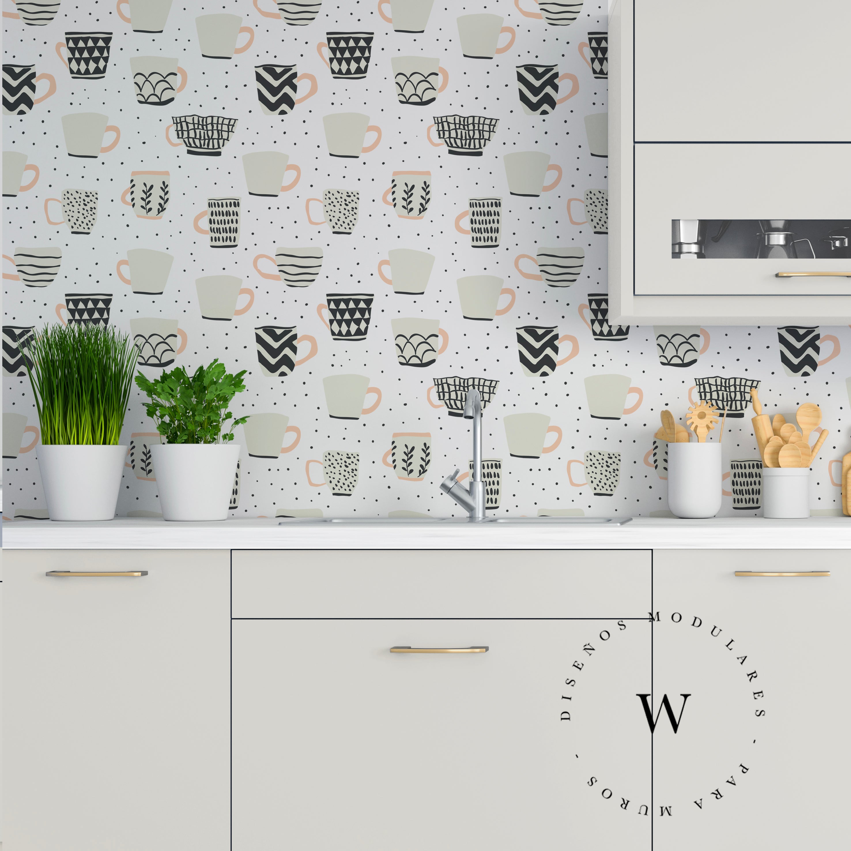 Papel Mural, Papel Pintado, Empavonados, Vinilico Autoadhesivo para muros de la marca The Wall, diseño de tendencia Mug