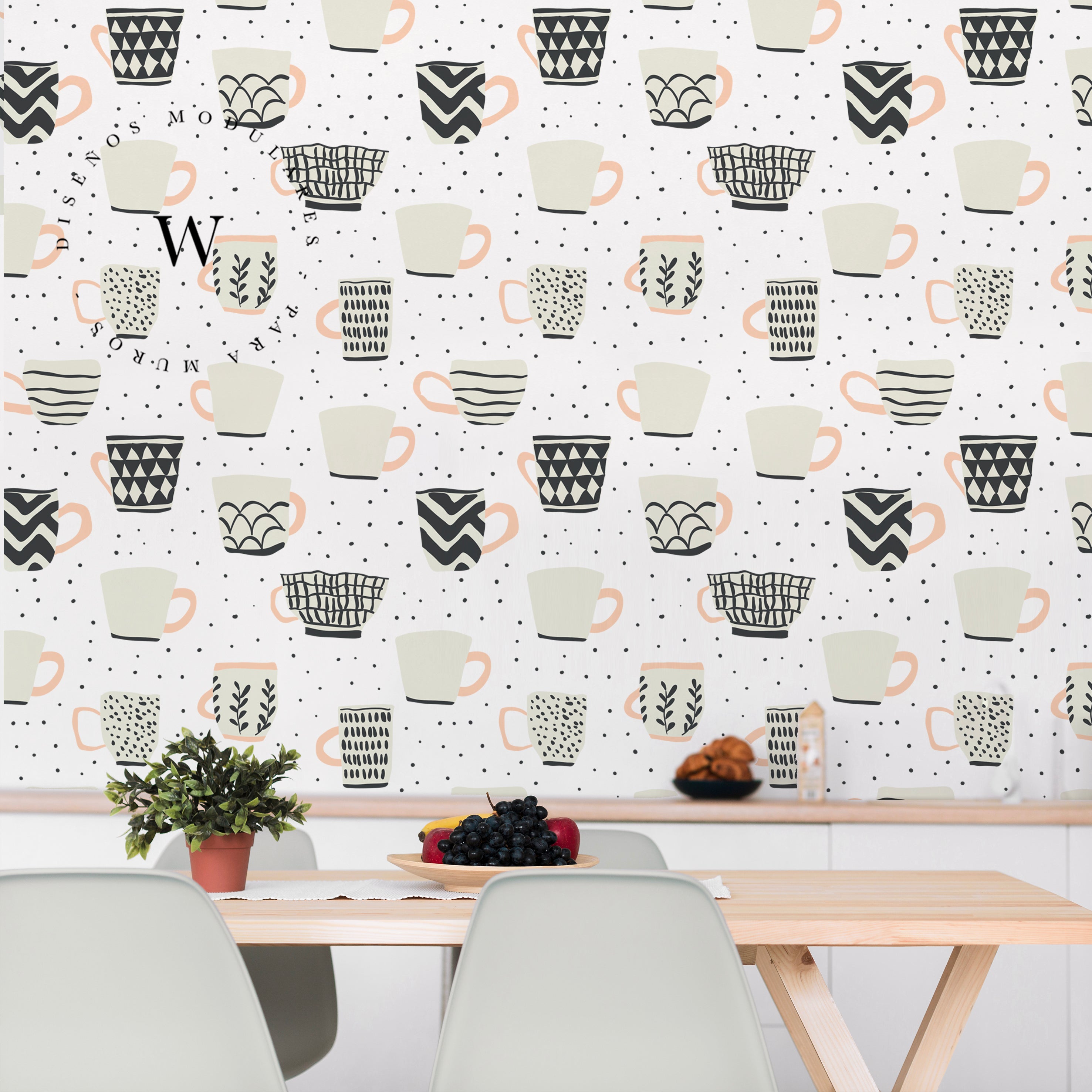 Papel Mural, Papel Pintado, Empavonados, Vinilico Autoadhesivo para muros de la marca The Wall, diseño de tendencia Mug