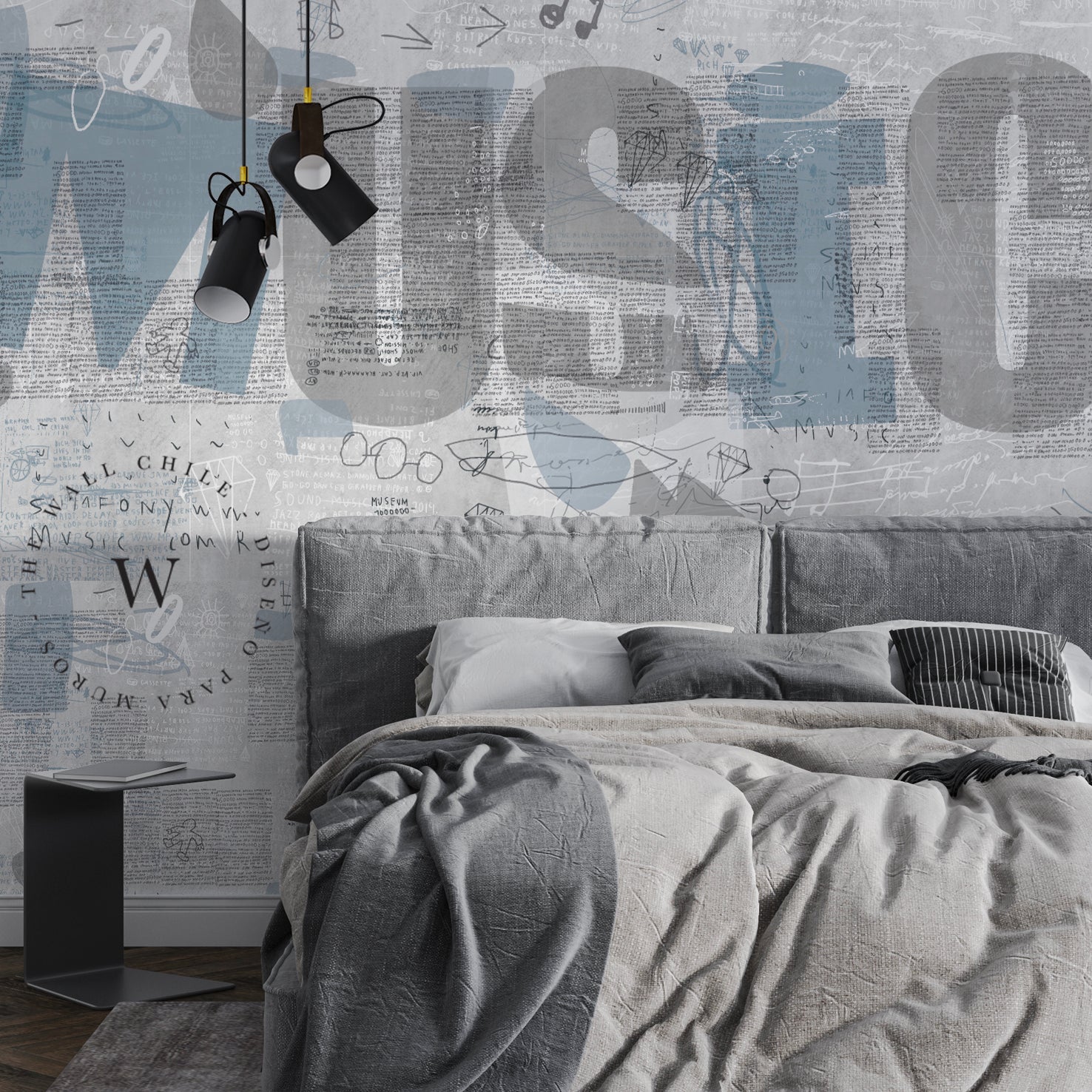 Papel Mural, Papel Pintado, Wallpaper, Mural, Empavonados, Vinilico Autoadhesivo para muros de la marca The Wall, diseño de tendencia Green Graffity The Wall, diseño de tendencia Music