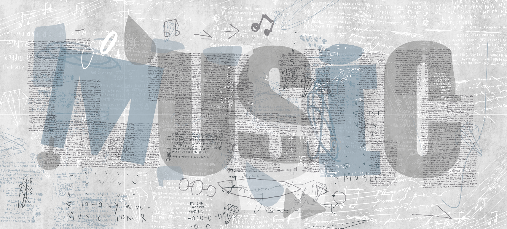 Papel Mural, Papel Pintado, Wallpaper, Mural, Empavonados, Vinilico Autoadhesivo para muros de la marca The Wall, diseño de tendencia Green Graffity The Wall, diseño de tendencia Music