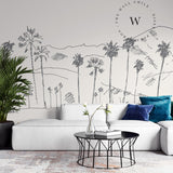 Papel Mural, Papel Pintado, Wallpaper, Mural, Empavonados, Vinilico Autoadhesivo para muros de la marca The Wall, diseño de tendencia Palm Sketch
