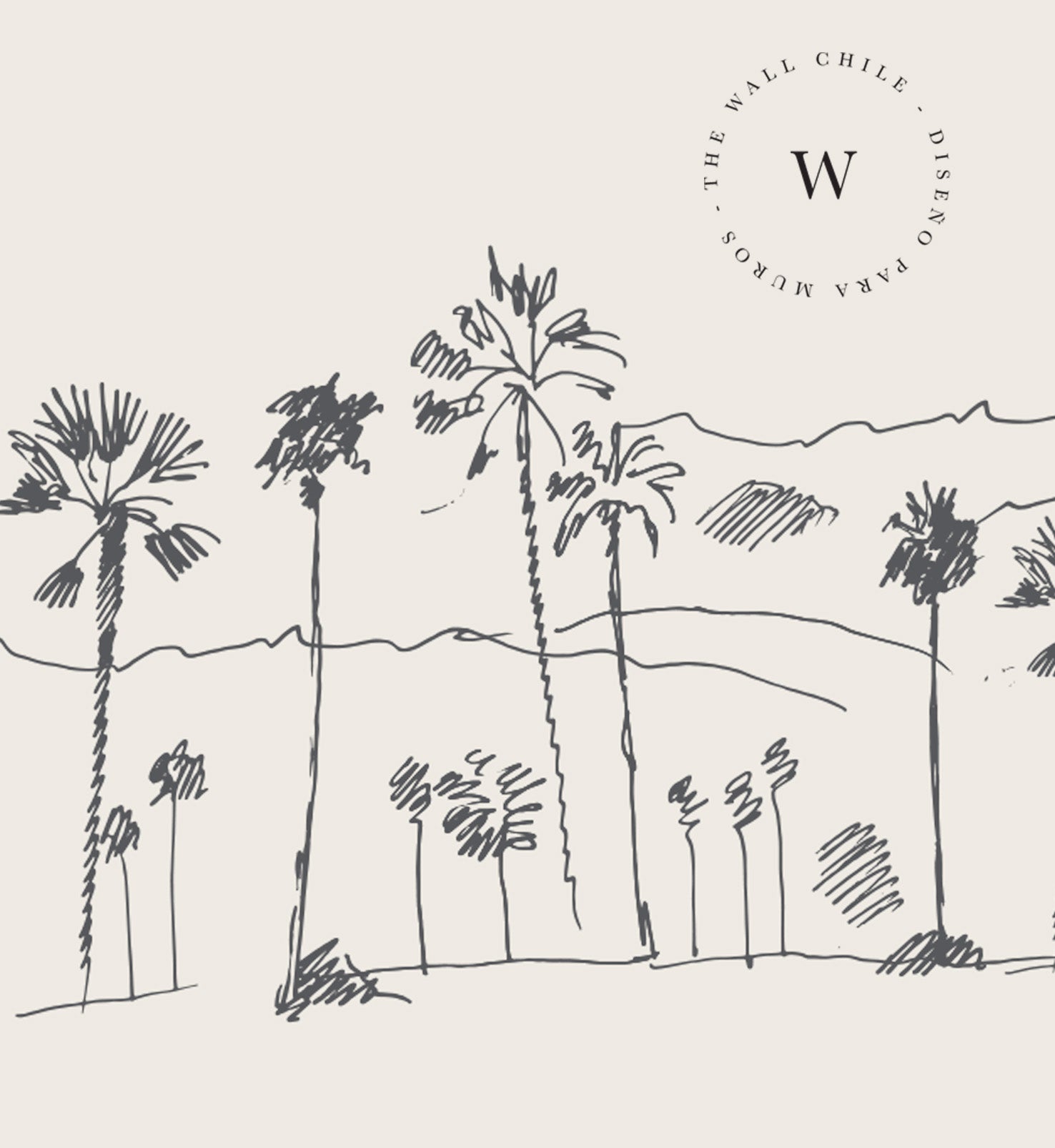 Papel Mural, Papel Pintado, Wallpaper, Mural, Empavonados, Vinilico Autoadhesivo para muros de la marca The Wall, diseño de tendencia Palm Sketch