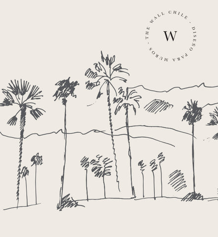 Papel Mural, Papel Pintado, Wallpaper, Mural, Empavonados, Vinilico Autoadhesivo para muros de la marca The Wall, diseño de tendencia Palm Sketch