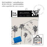 Papel Mural, Papel Pintado, Wallpaper, Mural, Empavonados, Vinilico Autoadhesivo para muros de la marca The Wall, diseño de tendencia Palm Sketch