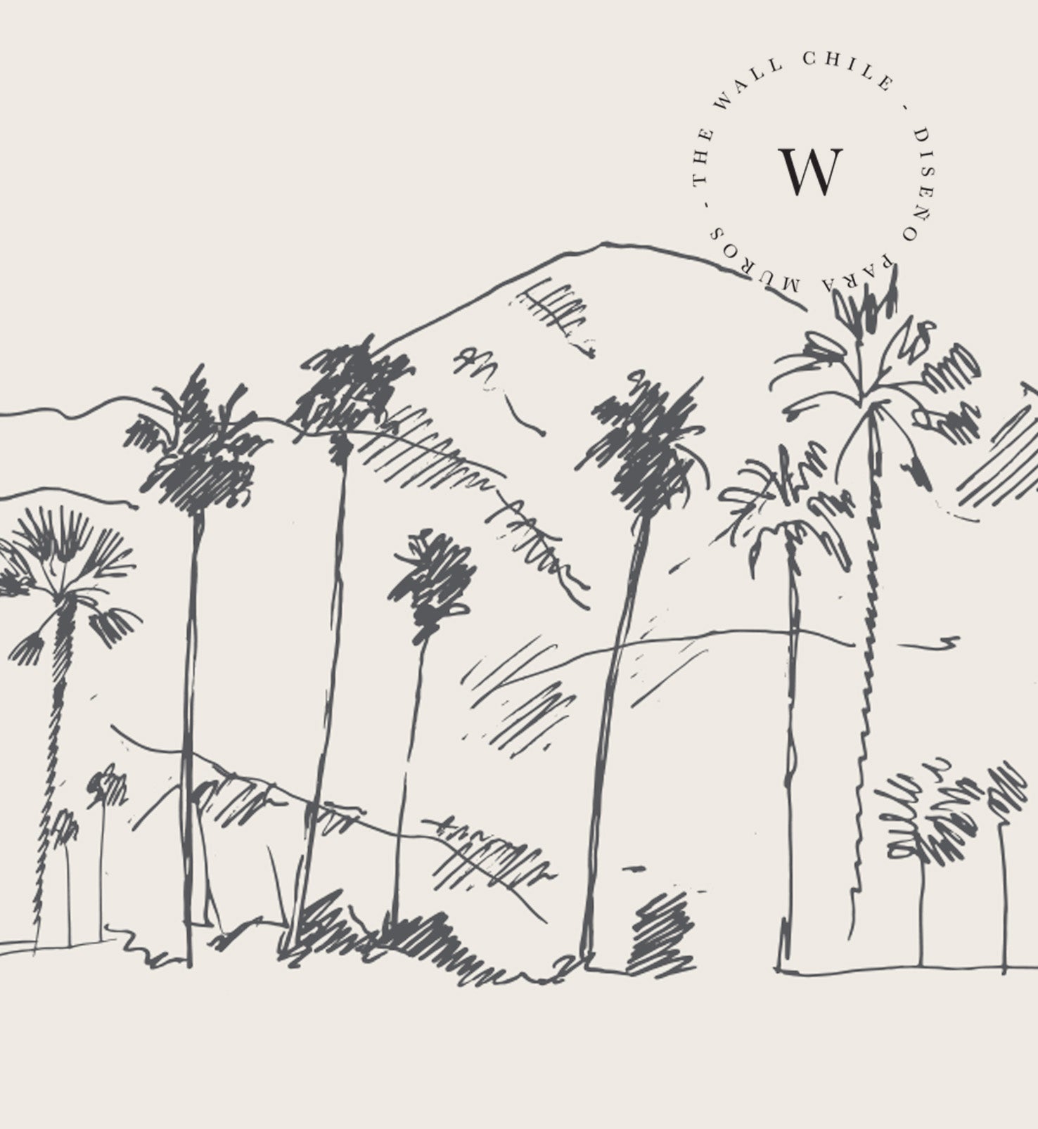 Papel Mural, Papel Pintado, Wallpaper, Mural, Empavonados, Vinilico Autoadhesivo para muros de la marca The Wall, diseño de tendencia Palm Sketch