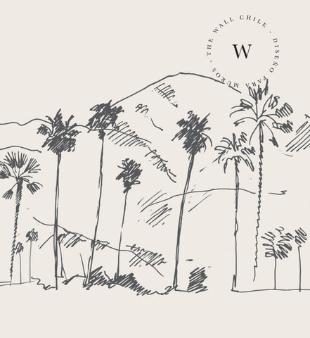 Papel Mural, Papel Pintado, Wallpaper, Mural, Empavonados, Vinilico Autoadhesivo para muros de la marca The Wall, diseño de tendencia Palm Sketch