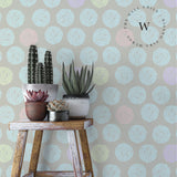 Papel Mural, Papel Pintado, Wallpaper, Mural, Empavonados, Vinilico Autoadhesivo para muros de la marca The Wall, diseño de tendencia Pastel Dots