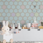 Papel Mural, Papel Pintado, Wallpaper, Mural, Empavonados, Vinilico Autoadhesivo para muros de la marca The Wall, diseño de tendencia Pastel Dots
