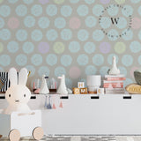 Papel Mural, Papel Pintado, Wallpaper, Mural, Empavonados, Vinilico Autoadhesivo para muros de la marca The Wall, diseño de tendencia Pastel Dots