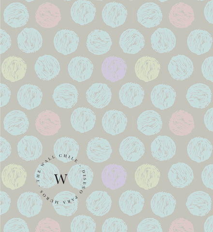 Papel Mural, Papel Pintado, Wallpaper, Mural, Empavonados, Vinilico Autoadhesivo para muros de la marca The Wall, diseño de tendencia Pastel Dots