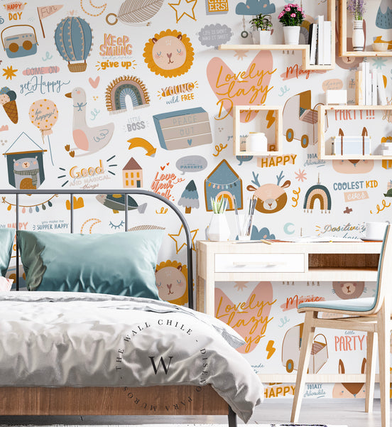 Papel Mural y Vinilico Autoadhesivo para muros de la marca The Wall, diseño de tendencia Popurri