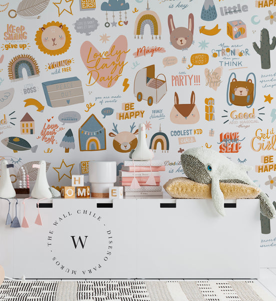 Papel Mural y Vinilico Autoadhesivo para muros de la marca The Wall, diseño de tendencia Popurri