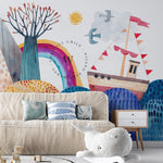 Papel Mural y Vinilico Autoadhesivo para muros de la marca The Wall, diseño de tendencia Seascape