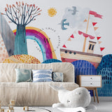 Papel Mural y Vinilico Autoadhesivo para muros de la marca The Wall, diseño de tendencia Seascape