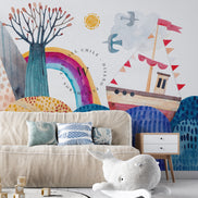 Papel Mural y Vinilico Autoadhesivo para muros de la marca The Wall, diseño de tendencia Seascape