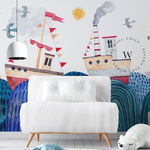 Papel Mural y Vinilico Autoadhesivo para muros de la marca The Wall, diseño de tendencia Seascape