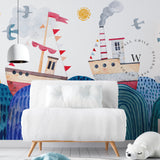 Papel Mural y Vinilico Autoadhesivo para muros de la marca The Wall, diseño de tendencia Seascape