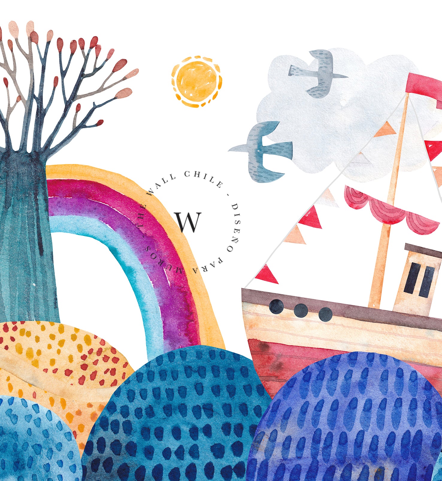 Papel Mural y Vinilico Autoadhesivo para muros de la marca The Wall, diseño de tendencia Seascape